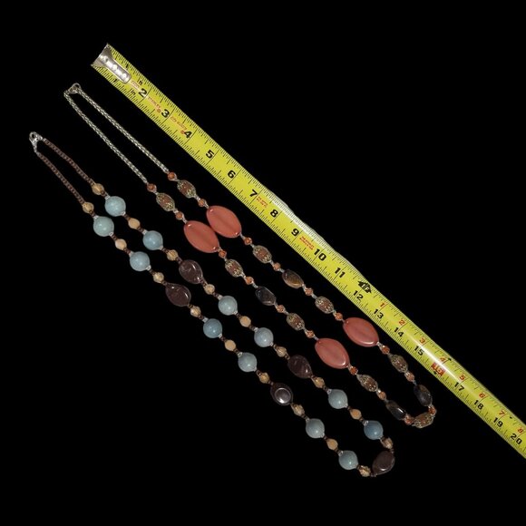 Crystal & Stone Necklaces Ropes or Chokers in Browns, Orange, and Blue - Picture 15 of 16